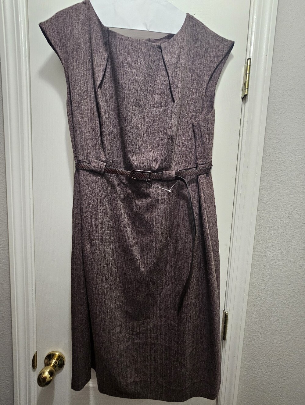 Classic Sheath Dress in Plum with Belt